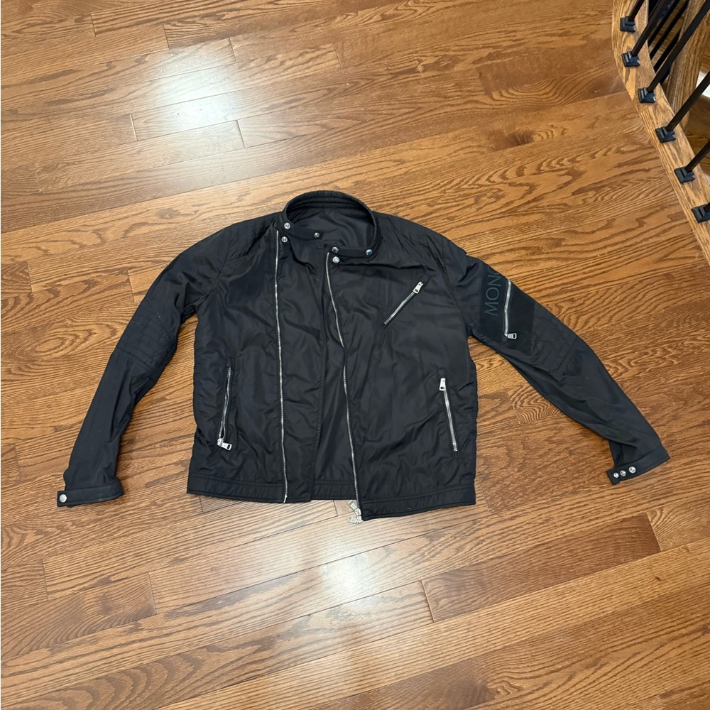 Moncler Black Bomber Jacket Biker Style